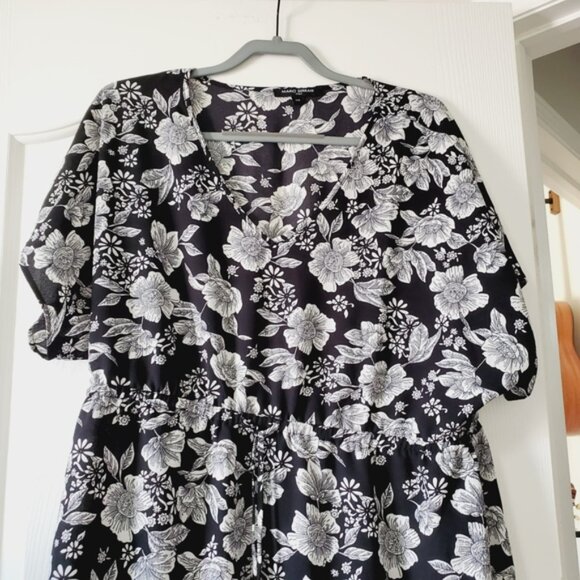 Mario Serrani Italy Floral Boho Tie Waist V Neck Beach Dress L - Picture 7 of 8